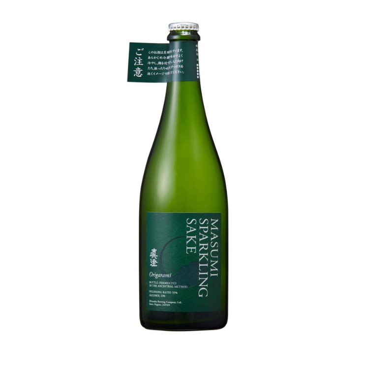 Masumi Origarami Sparkling Sake 750ml bottle – bottle-fermented nigori sake from Suwa, Japan